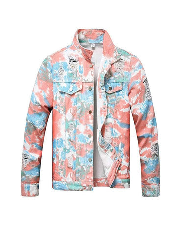 Distressed Floral Tie Dye Denim Jackets - Constantly Create Shop